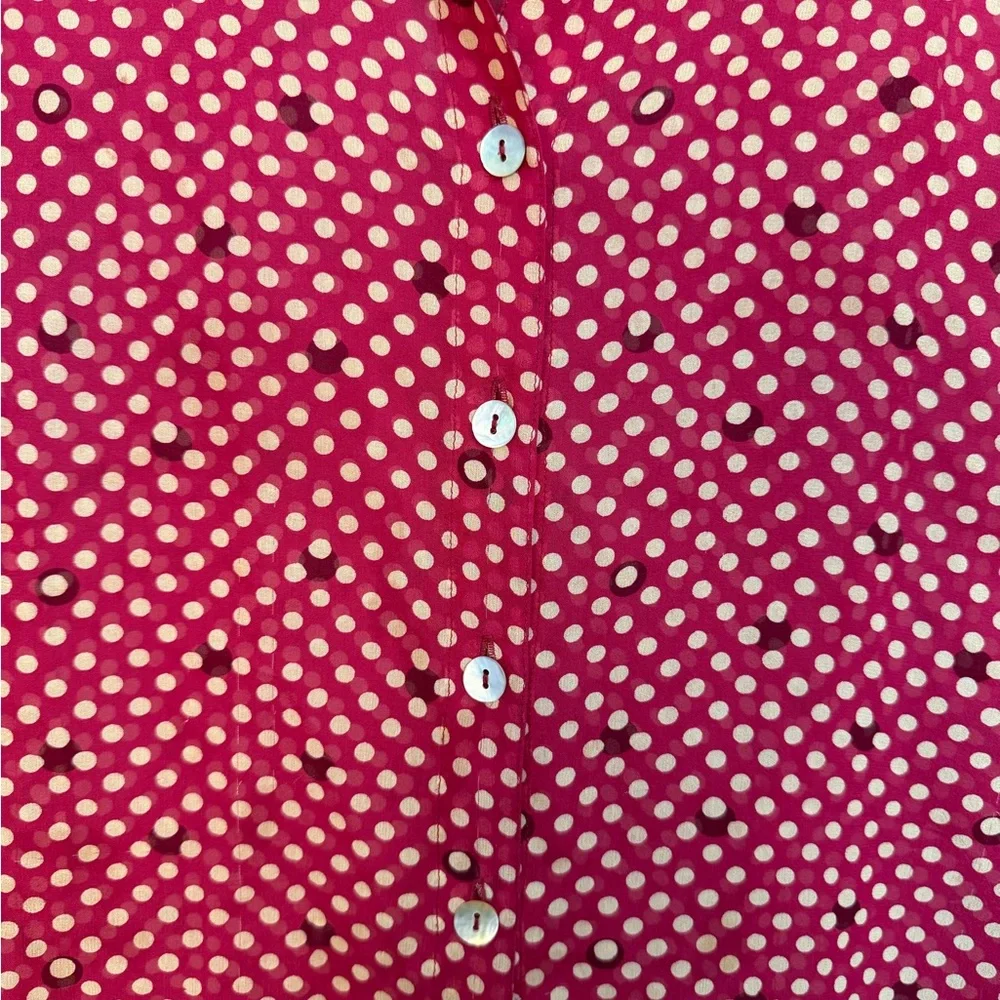 Johnny Was Silk Polka Dot Blouse Size Small Tear / Repair Needed - Picture 9 of 9